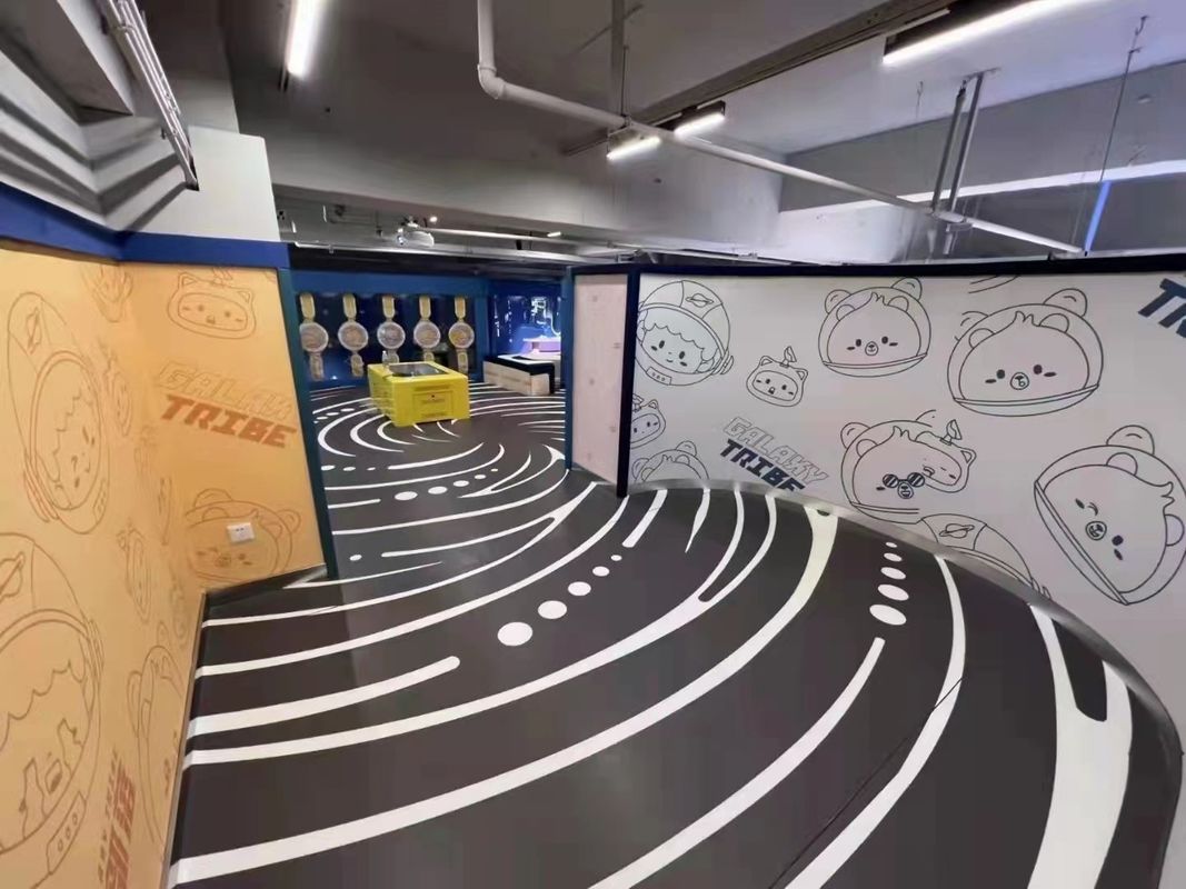 Gepersonaliseerde 3D-effect vinylvloeren PVC 3D-geprinte vinylvloeren voor pretparken