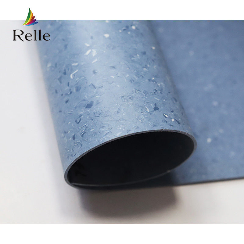Relle Blauw en Wit Granit Homogene Antibacteriële Vinyl Flooring Roll met PUR-coating