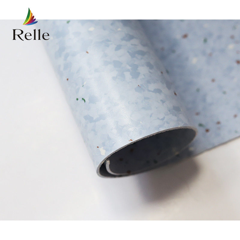 Relle Blauw en Wit Granit Homogene Antibacteriële Vinyl Flooring Roll met PUR-coating