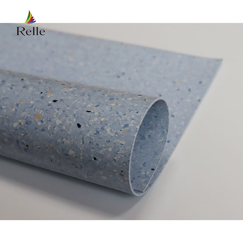 Relle Blauw en Wit Granit Homogene Antibacteriële Vinyl Flooring Roll met PUR-coating