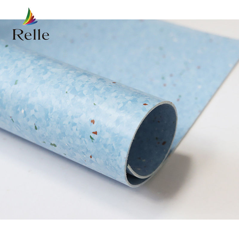 Relle Blauw en Wit Granit Homogene Antibacteriële Vinyl Flooring Roll met PUR-coating