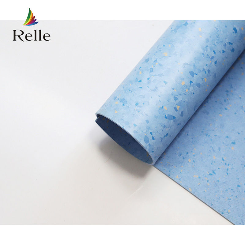Relle Blauw en Wit Granit Homogene Antibacteriële Vinyl Flooring Roll met PUR-coating