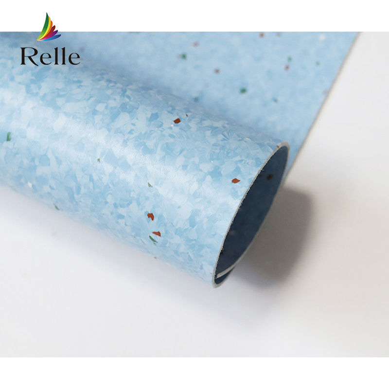 Relle Blauw en Wit Granit Homogene Antibacteriële Vinyl Flooring Roll met PUR-coating