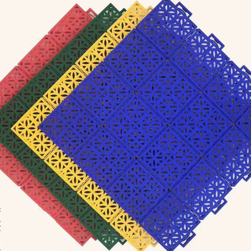 Blauwe PP interlocking sportvloeren 3,5 mm 4,5 mm 6 mm outdoor sport interlocking tegels