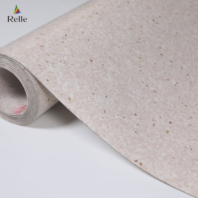 2 mm dik PVC-materiaal Dry Back Plastic Vinyl Floor Roll voor binnenshuis in stijgende gebouwen