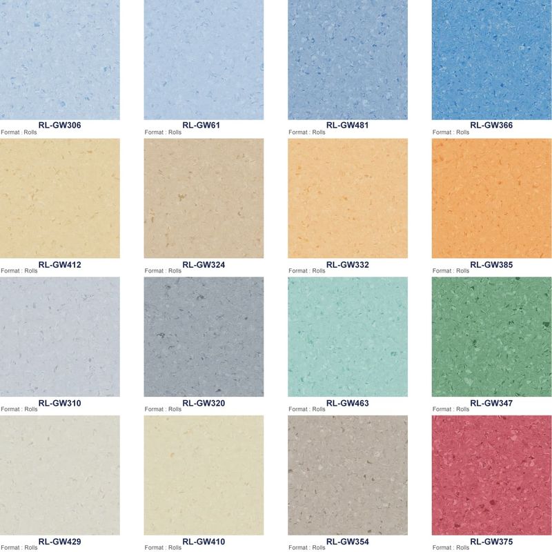 Anti-slip Relle vloer Bacteriële bescherming Homogene vinyl vloer voor ziekenhuizen