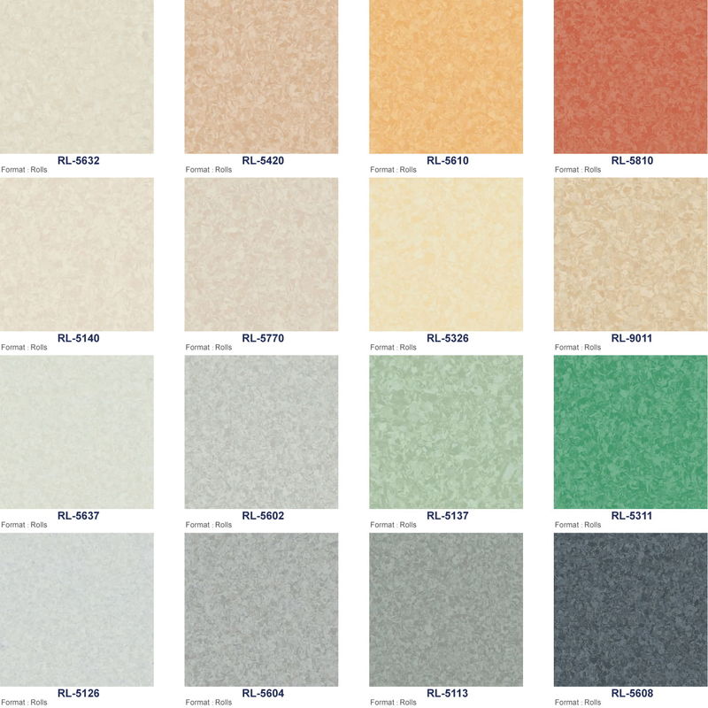 Niet-richtingsgeoriënteerde homogene vloeren van 2,0 mm-3,0 mm Linoleum vinylplaatvloeren