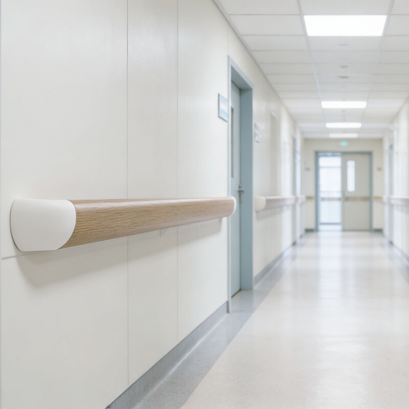 Wood Grain PVC Anti-Collision Handrail with Aluminum Core for Healthcare Facilities