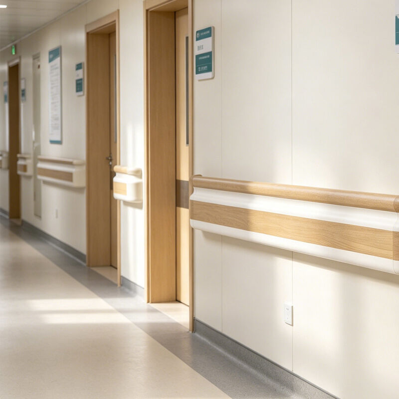 PVC houten korrelrail, anti-impact muurbeschermingsrail voor ziekenhuiscorridors Seniorenzorg