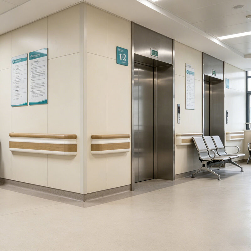 PVC houten korrelrail, anti-impact muurbeschermingsrail voor ziekenhuiscorridors Seniorenzorg