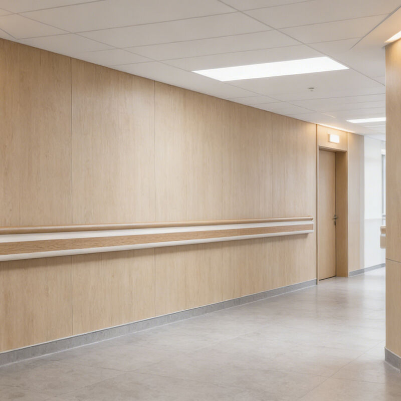 PVC houten korrelrail, anti-impact muurbeschermingsrail voor ziekenhuiscorridors Seniorenzorg